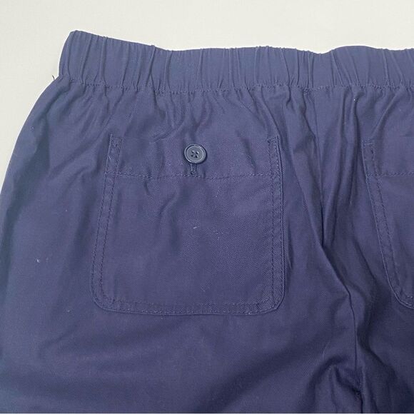 Talbots Navy Blue Cotton/Lyocell Elastic Waist Roll Tab Pants Women's Size 10 - Picture 3 of 14